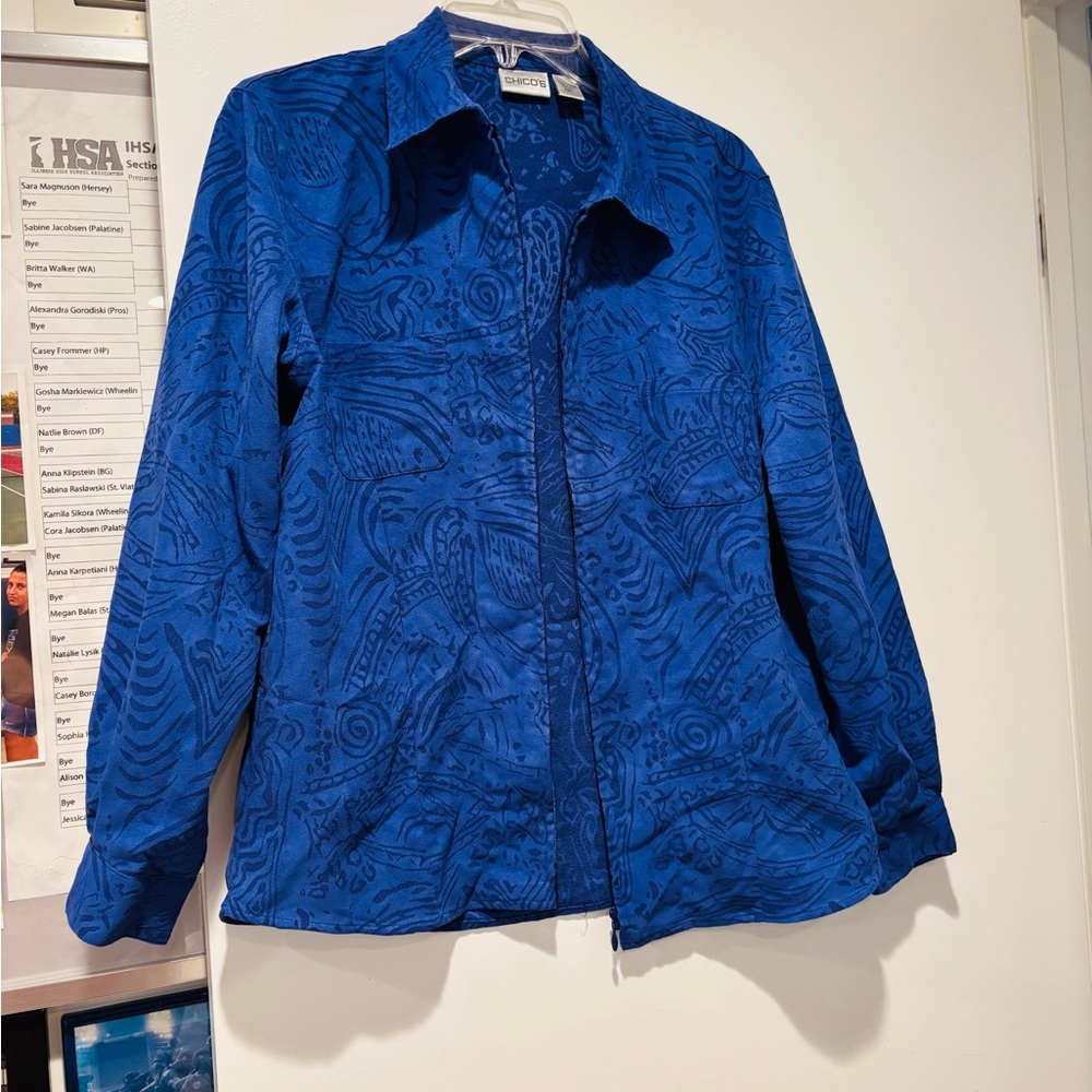 Chico's Vibrant Blue Patterned Blazer - image 1